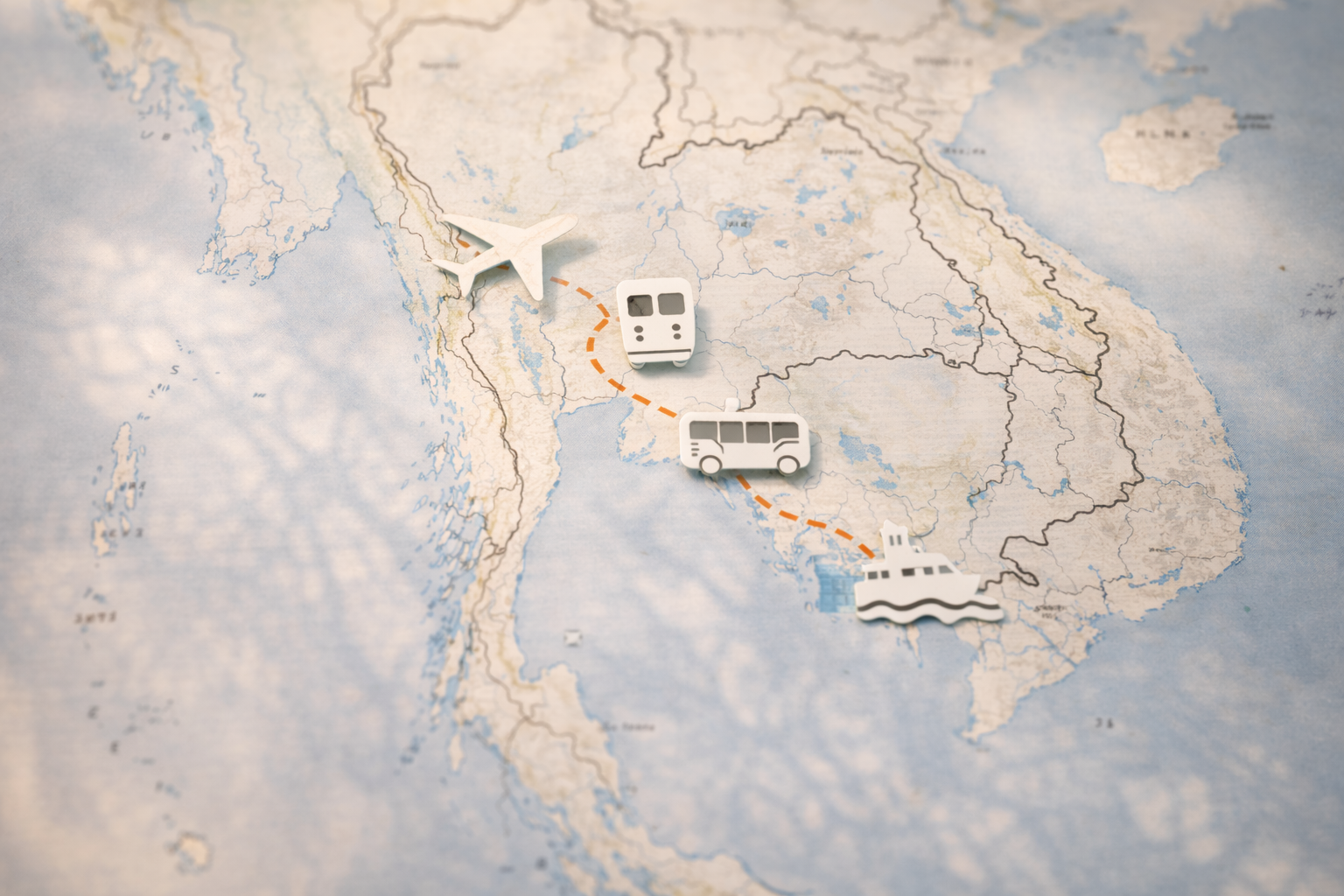 Transport mode icons on Thailand map